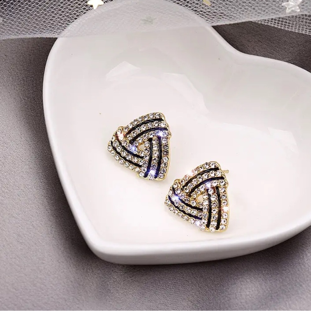 Gold Filled Triangle Cubic Zirconia Earrings